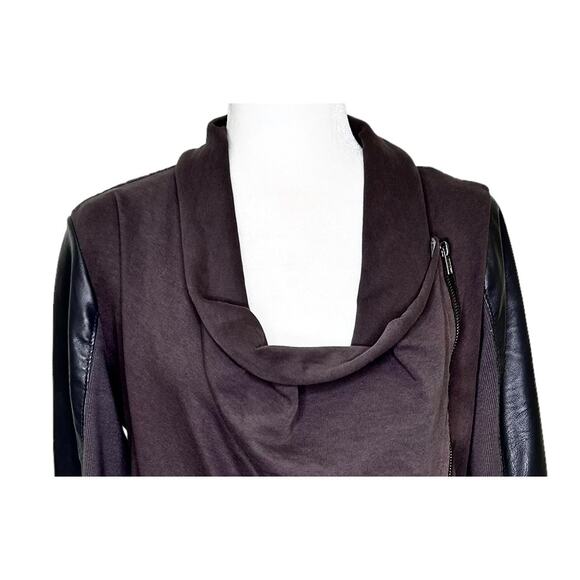 Blank NYC Gray Mixed Media Asymmetrical Zippered Moto Jacket Women's Medium - Picture 2 of 11